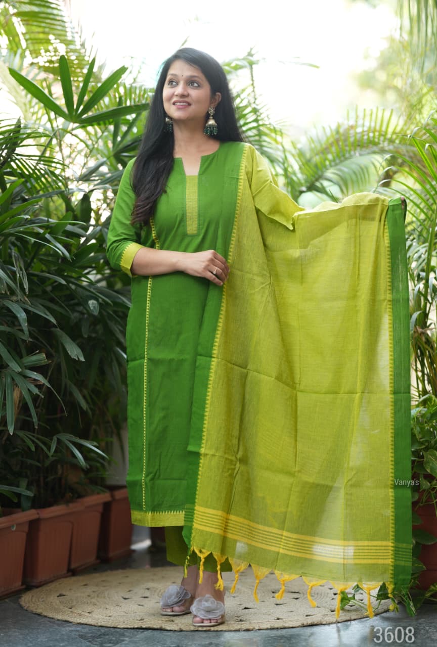 RAMANI - HANDLOOM MANGALAGIRI SOUTH COTTON SUIT