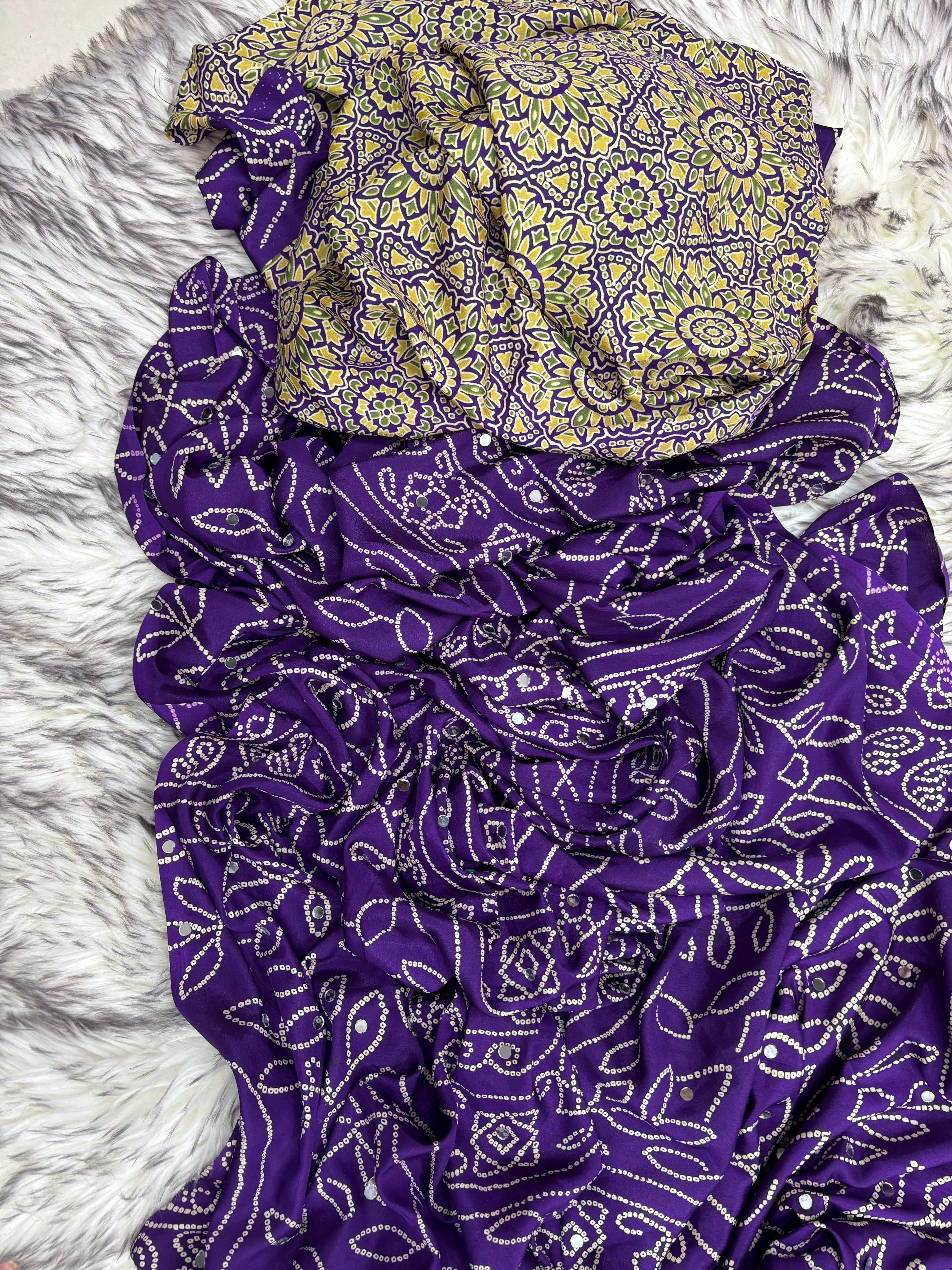 AJRAKH - MIRROR WORK SAREE