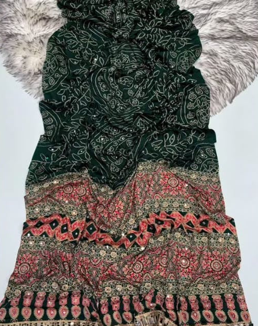 AJRAKH - MIRROR WORK SAREE