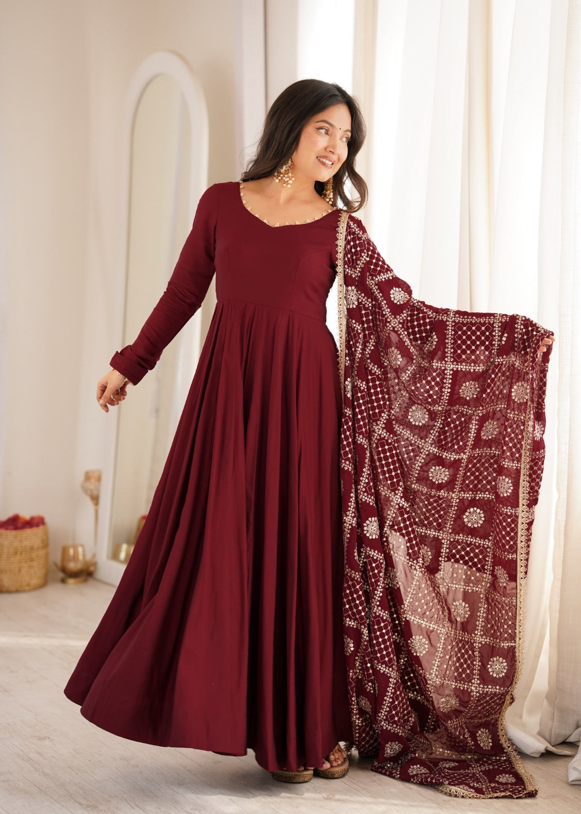 MANYA MAROON - ANARKALI SET