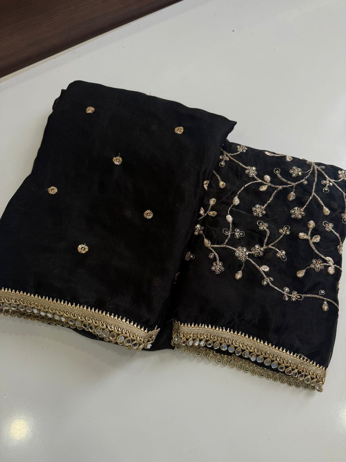 INIYA - SPACE SATIN MULTI SEQUENCE MIRROR LACE SAREE