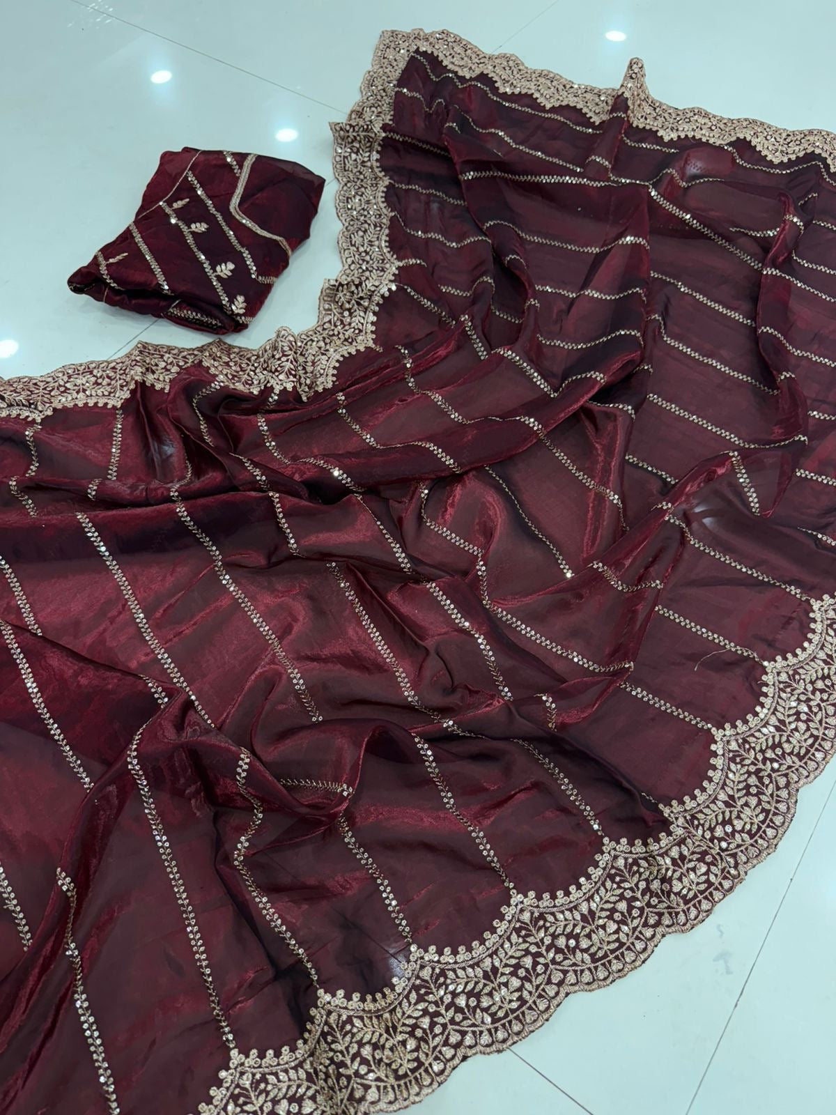 KIRANI - SPACE SATIN MULTI SEQUENCE EMBROIDERY SAREE