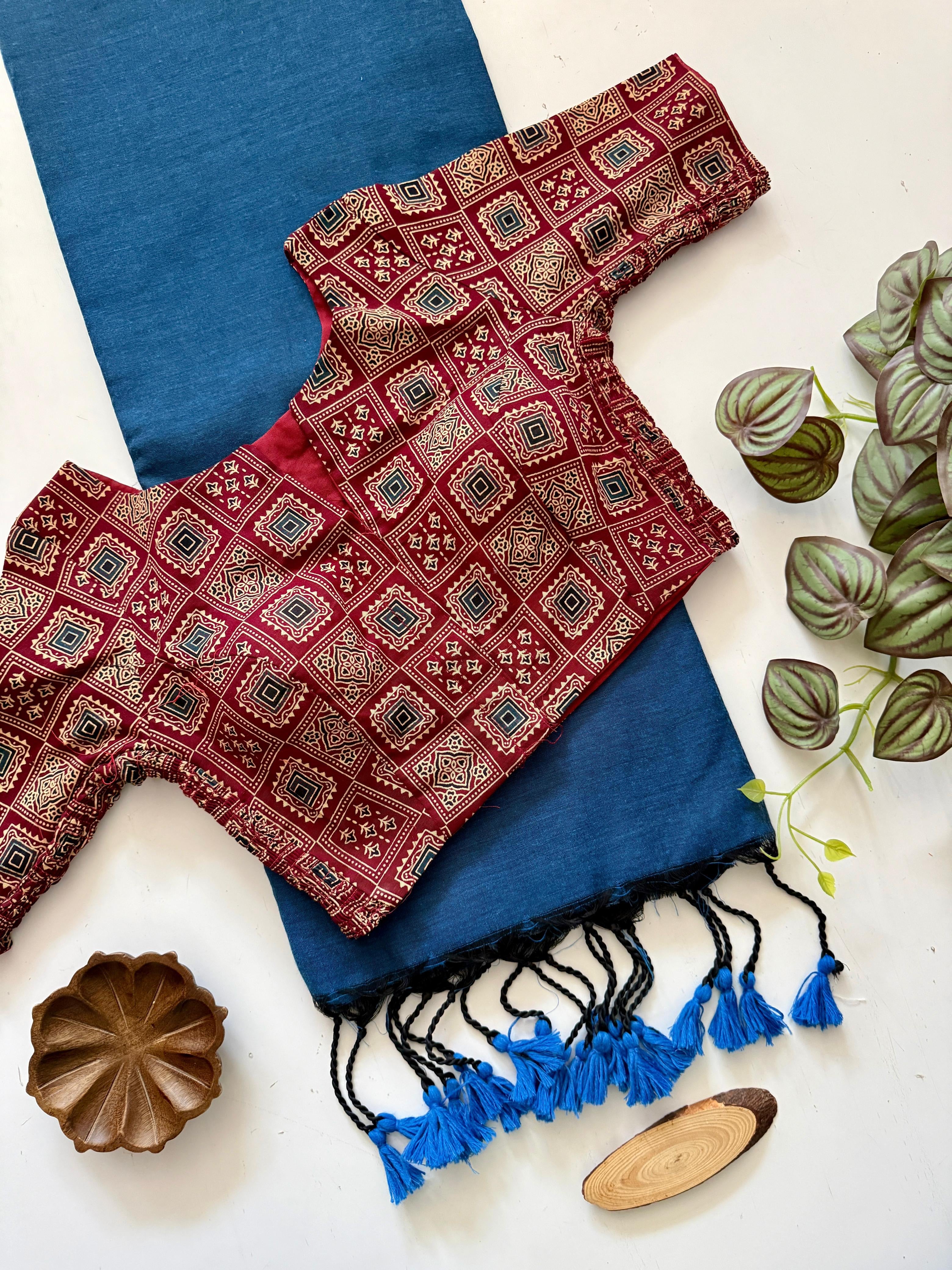 YAZHI - KHADI COTTON SAREE WITH STRETCHABLE BLOUSE