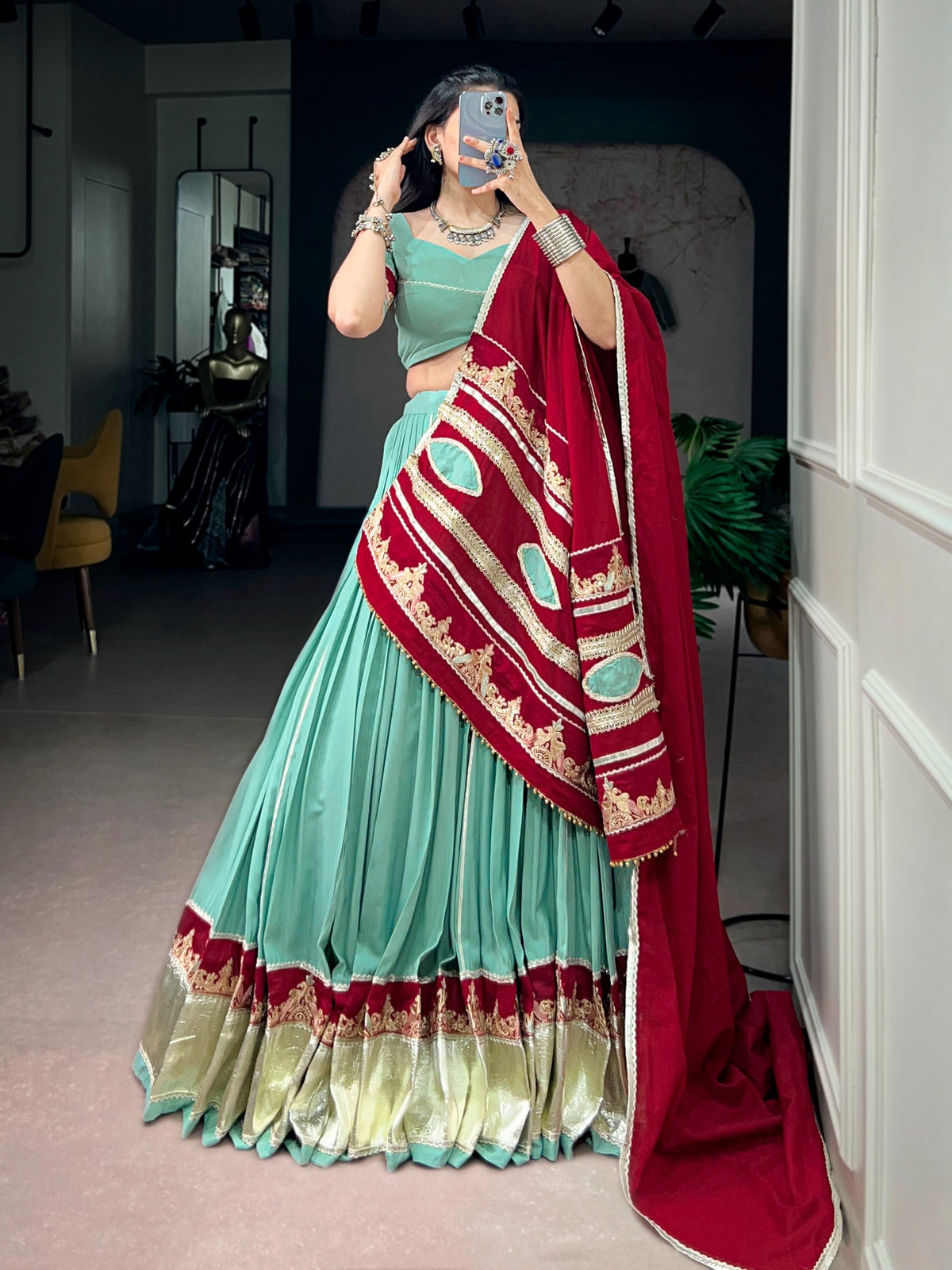 NAVRATRI LOOK - SEA GREEN LEHENGA