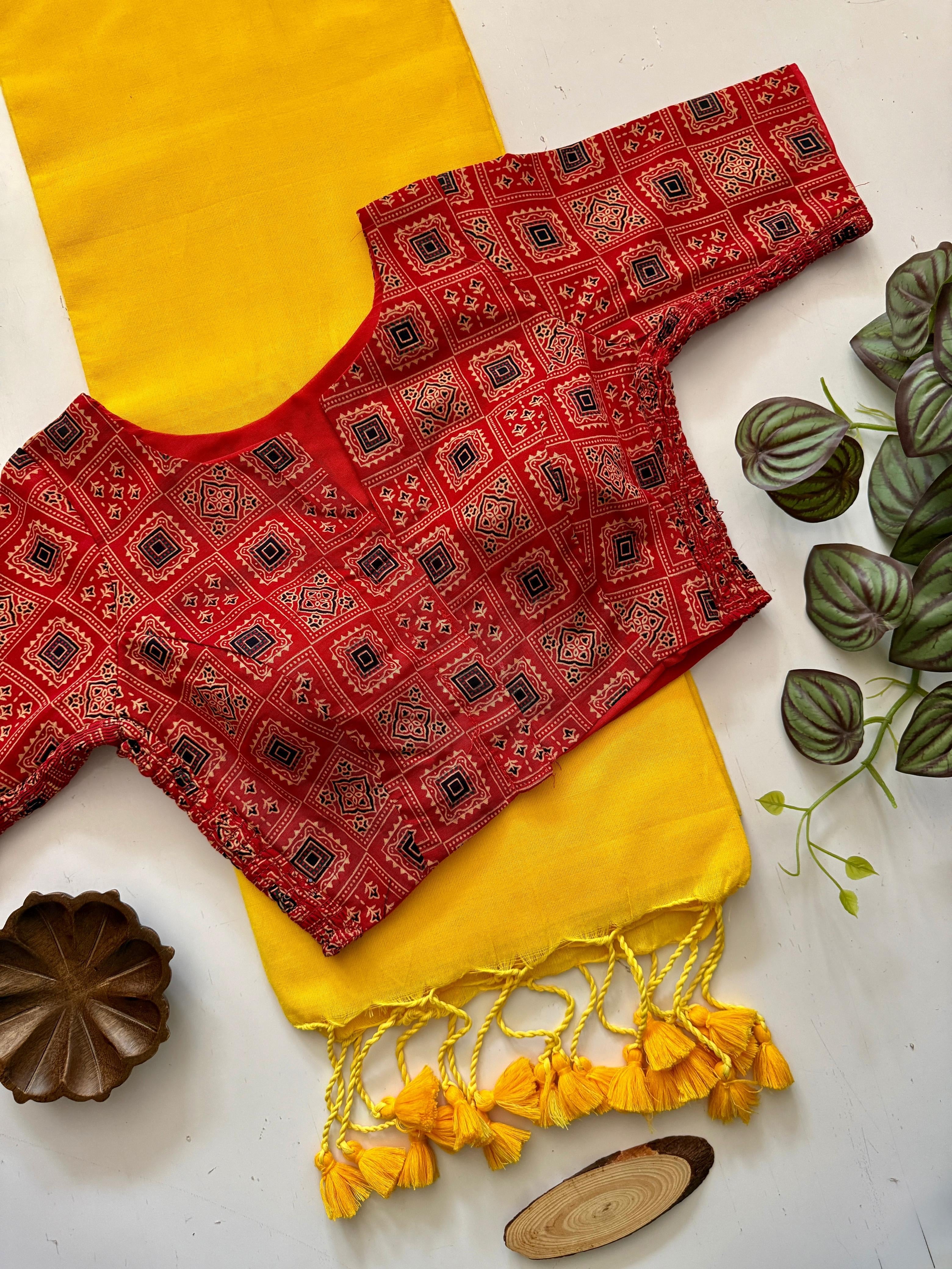 YAZHI - KHADI COTTON SAREE WITH STRETCHABLE BLOUSE