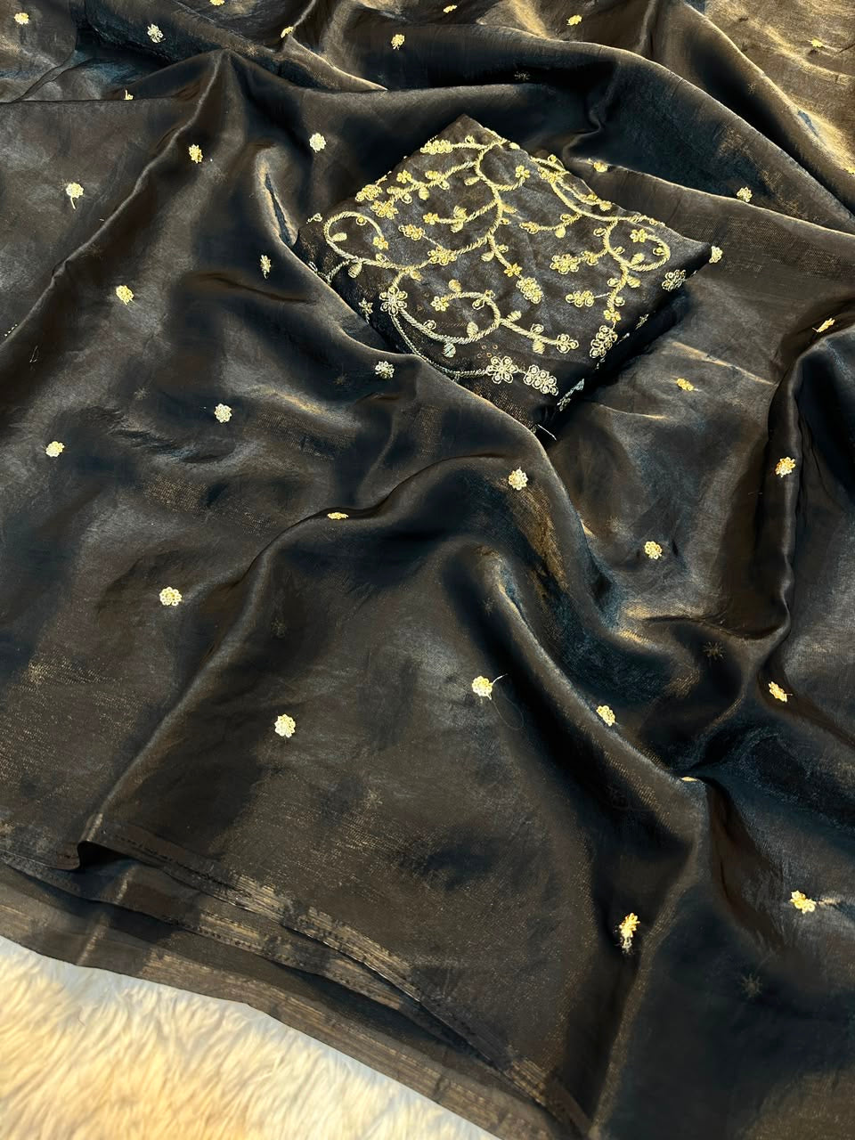 VAANI- Space Sattin Multi Sequence Emrodairy Saree