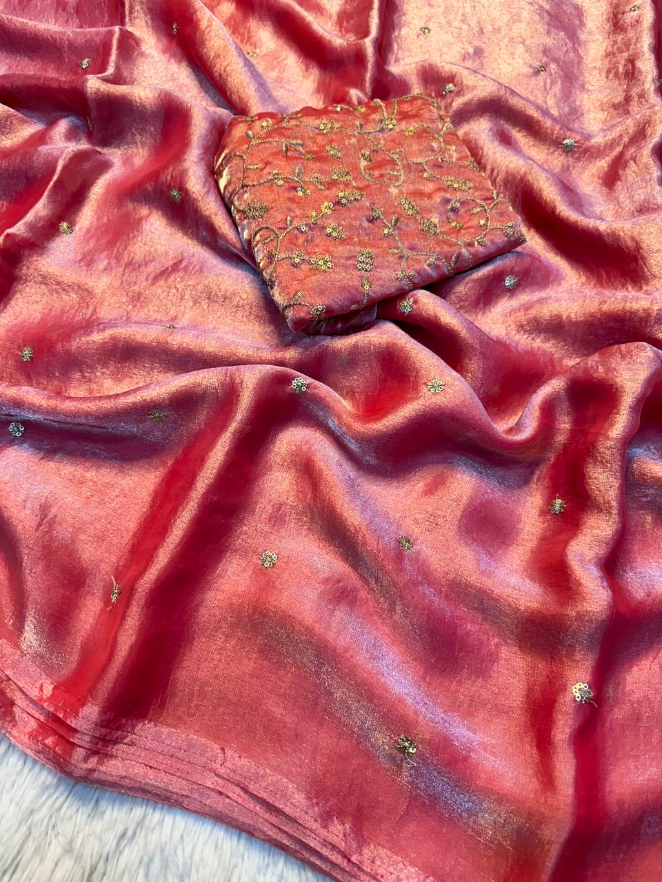 VAANI- Space Sattin Multi Sequence Emrodairy Saree