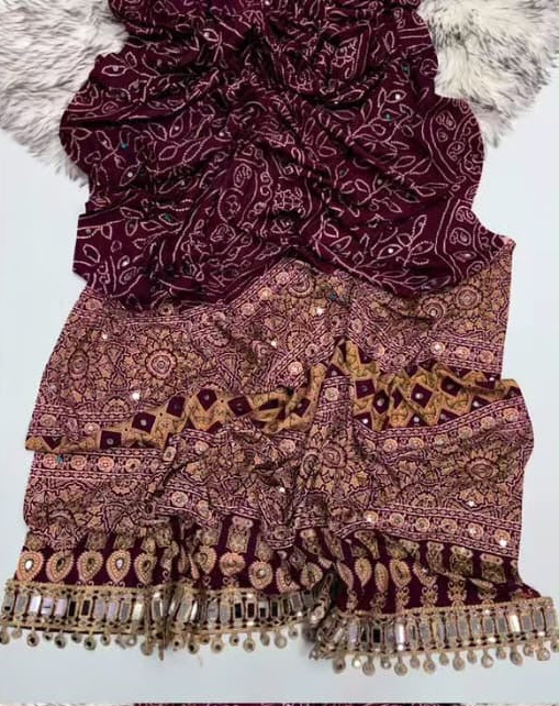 AJRAKH - MIRROR WORK SAREE