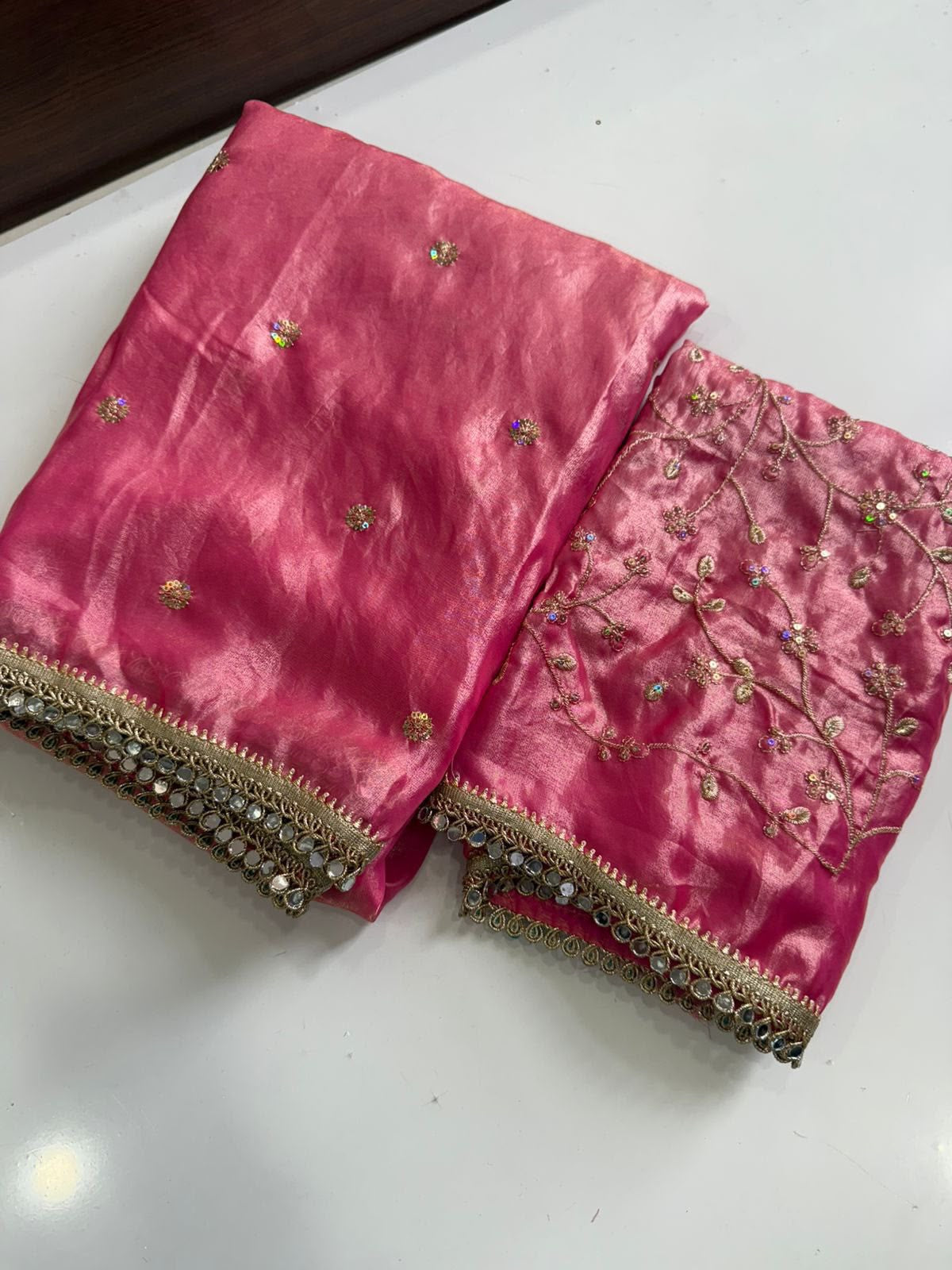 INIYA - SPACE SATIN MULTI SEQUENCE MIRROR LACE SAREE