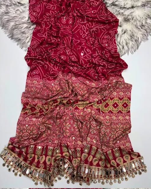 AJRAKH - MIRROR WORK SAREE