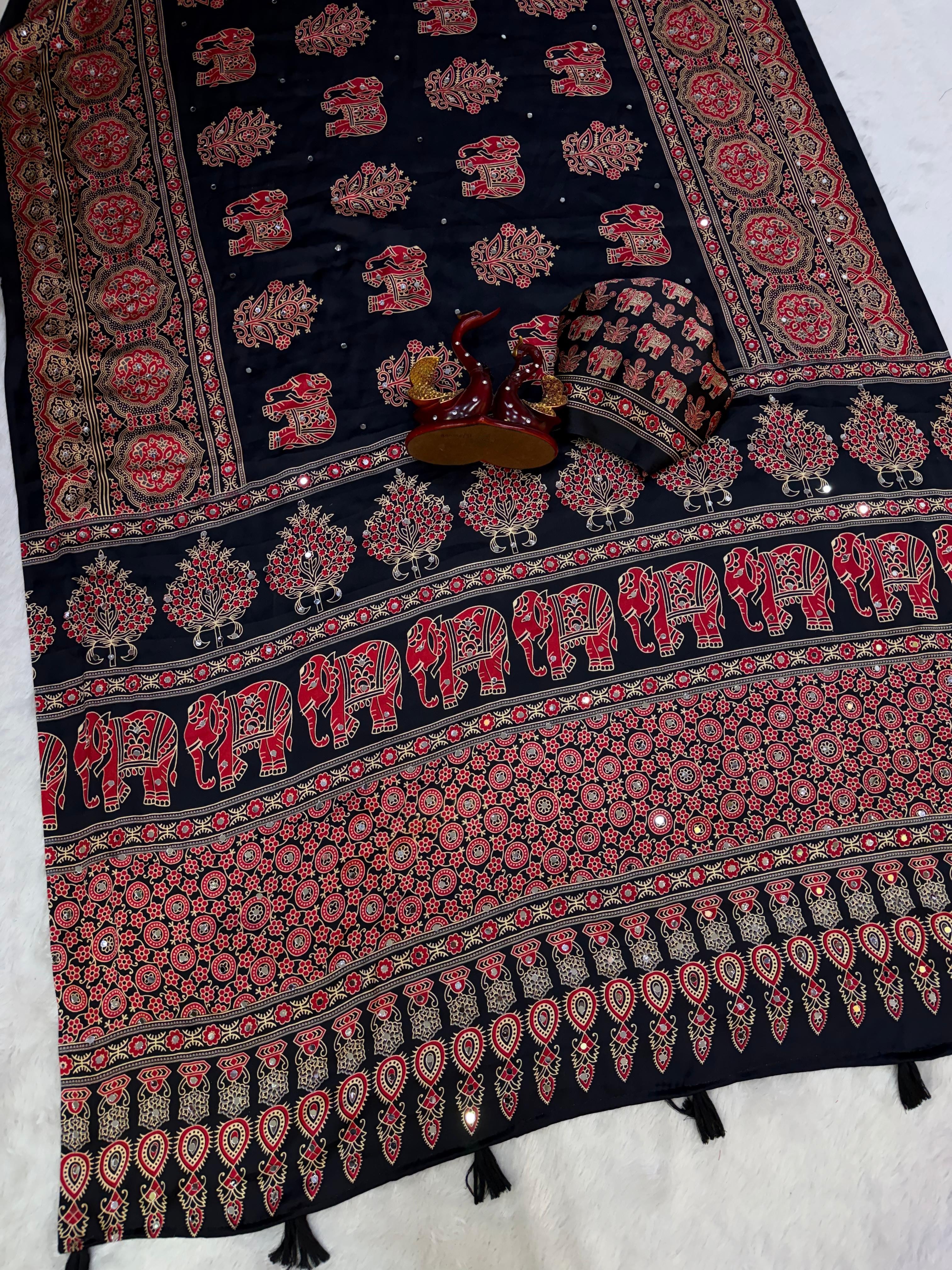JAANI - AJRAKH MIRROR WORK SAREE
