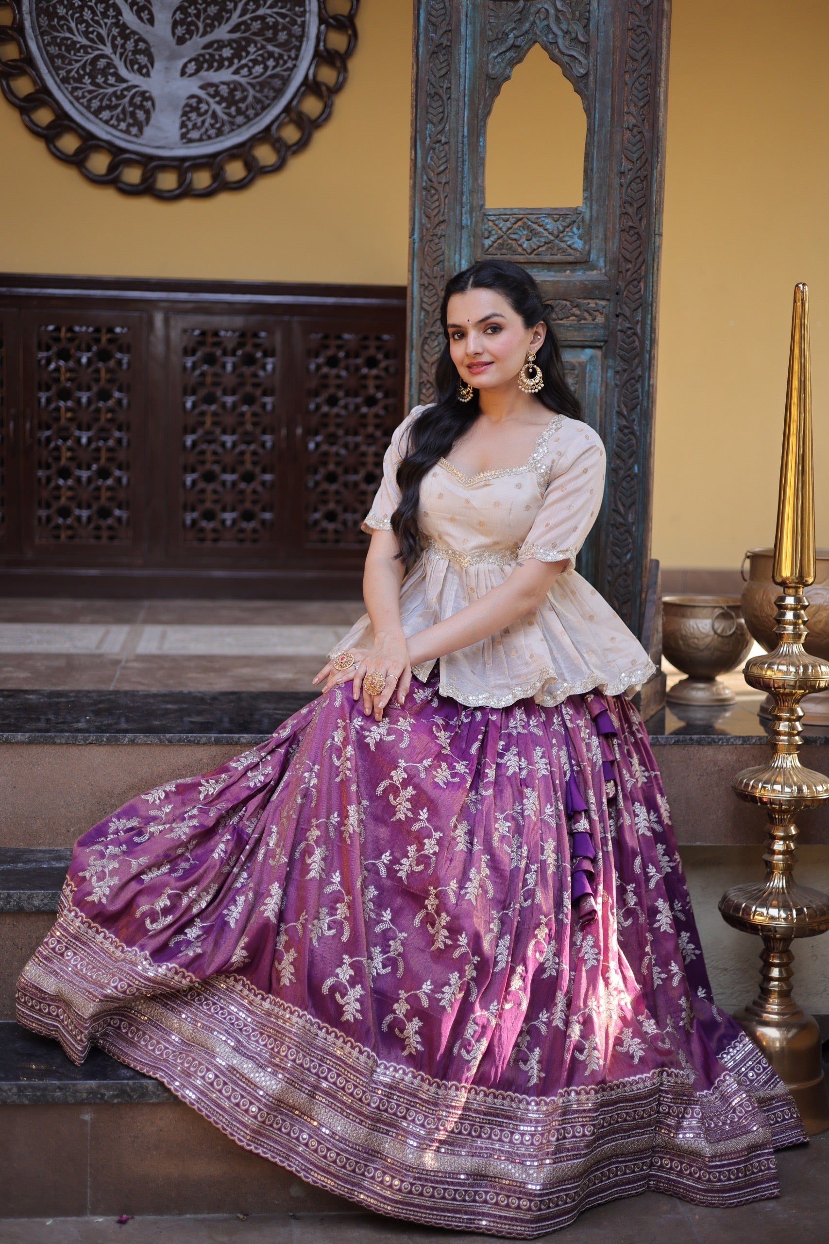 TAMMANI - VISCOSE JACQUARD LEHENGA CHOLI SET