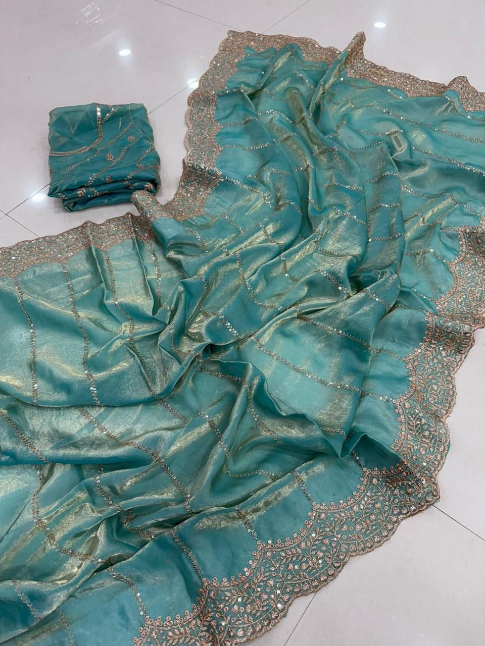 KIRANI - SPACE SATIN MULTI SEQUENCE EMBROIDERY SAREE
