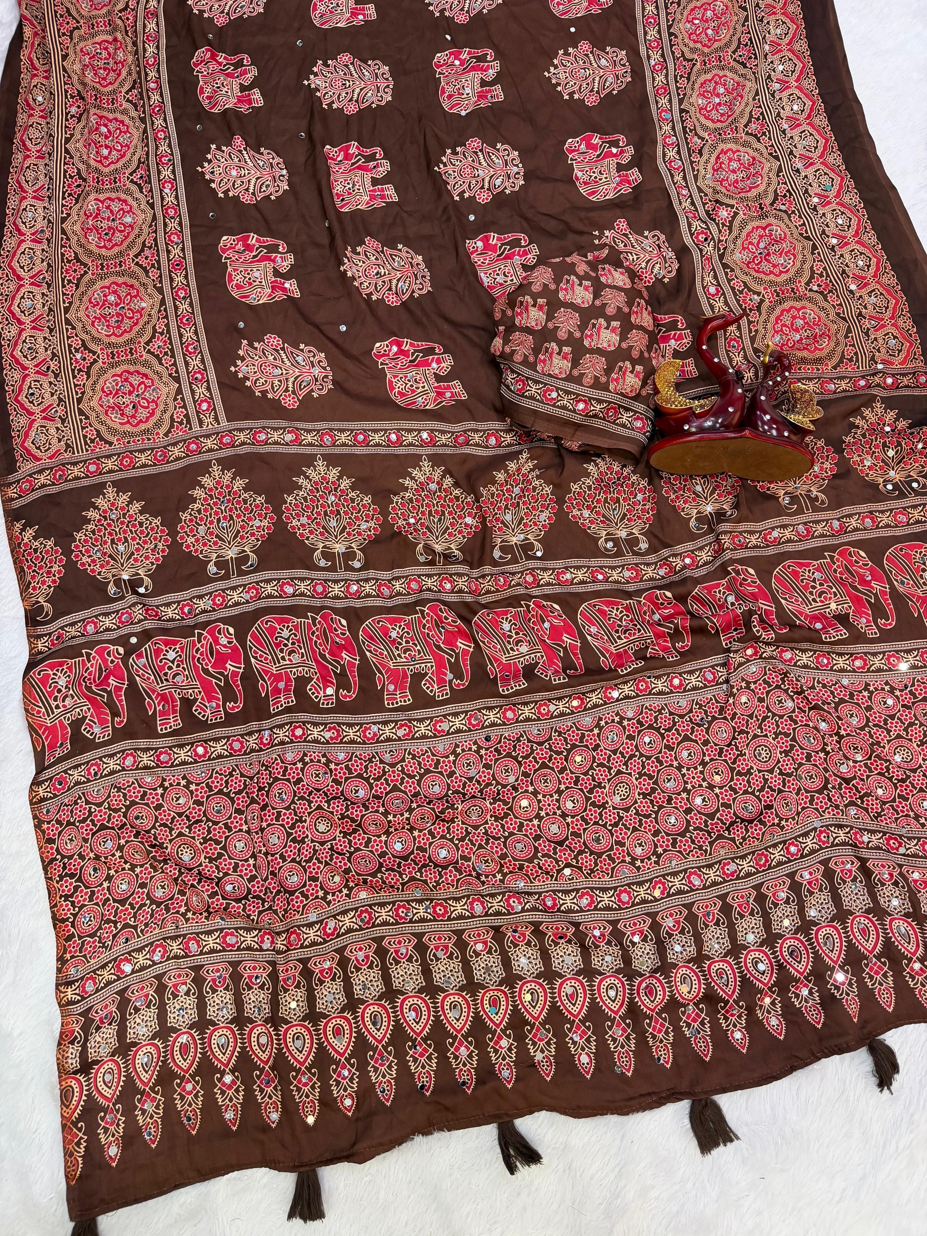 JAANI - AJRAKH MIRROR WORK SAREE