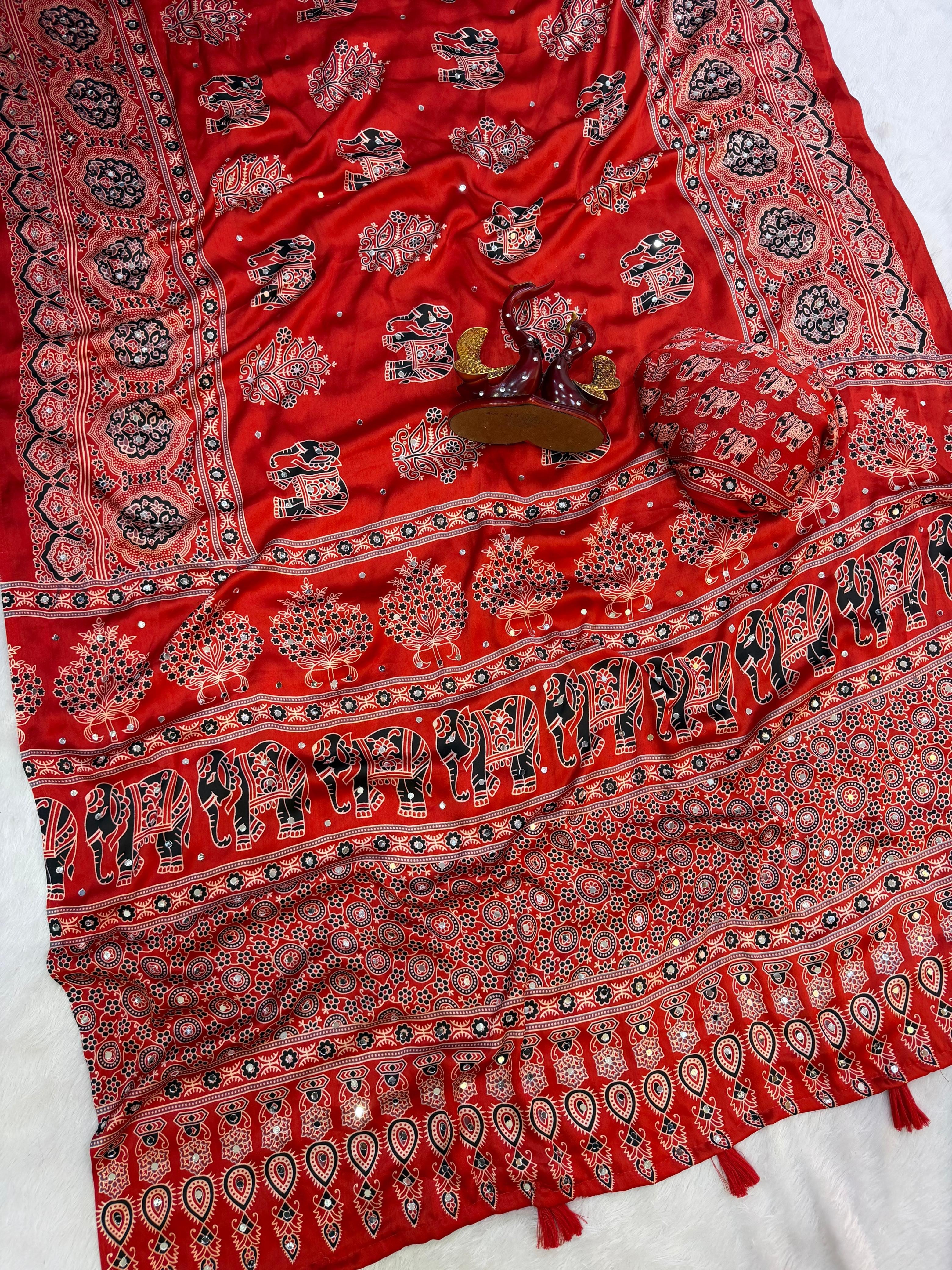 JAANI - AJRAKH MIRROR WORK SAREE