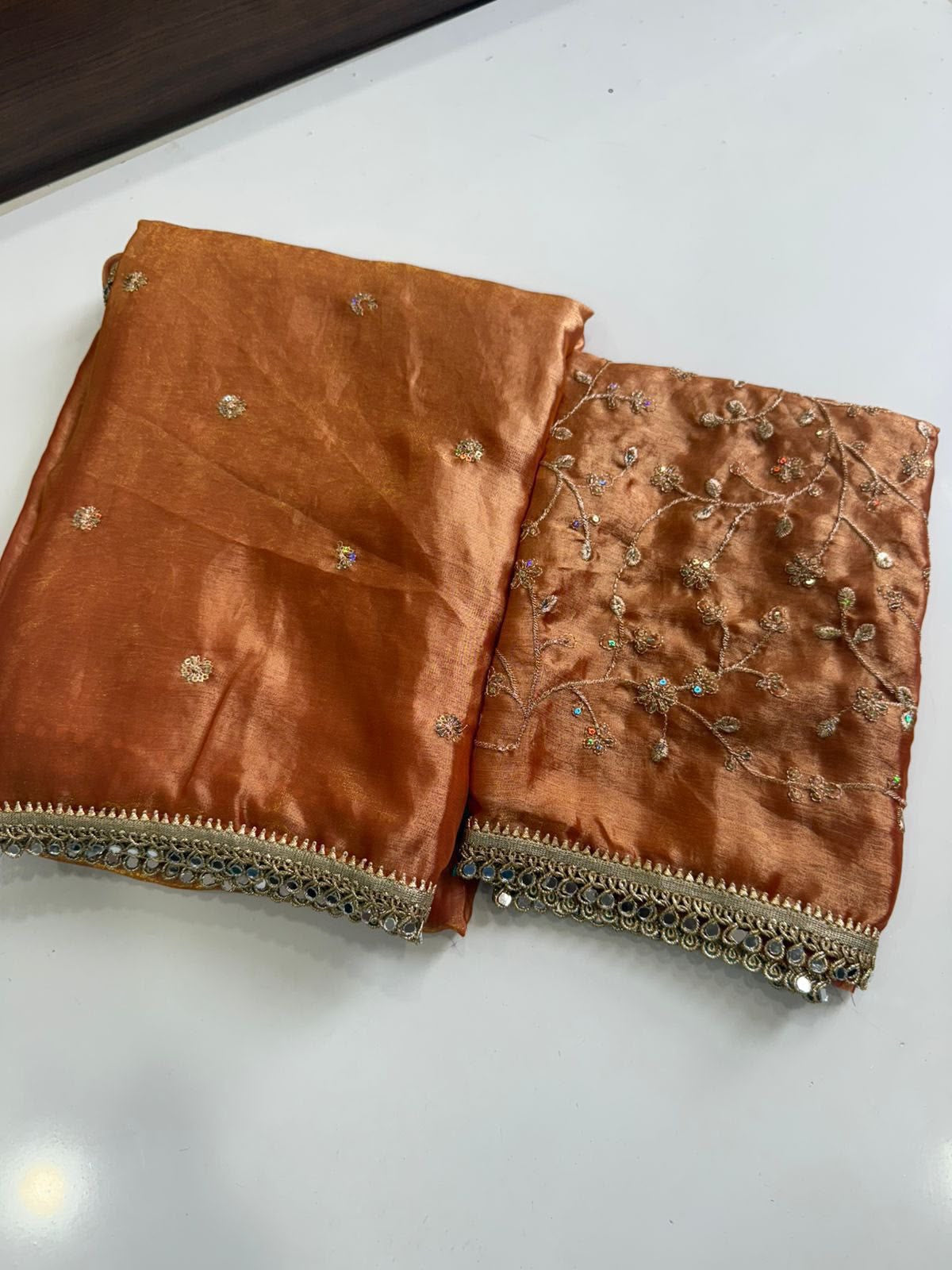 INIYA - SPACE SATIN MULTI SEQUENCE MIRROR LACE SAREE
