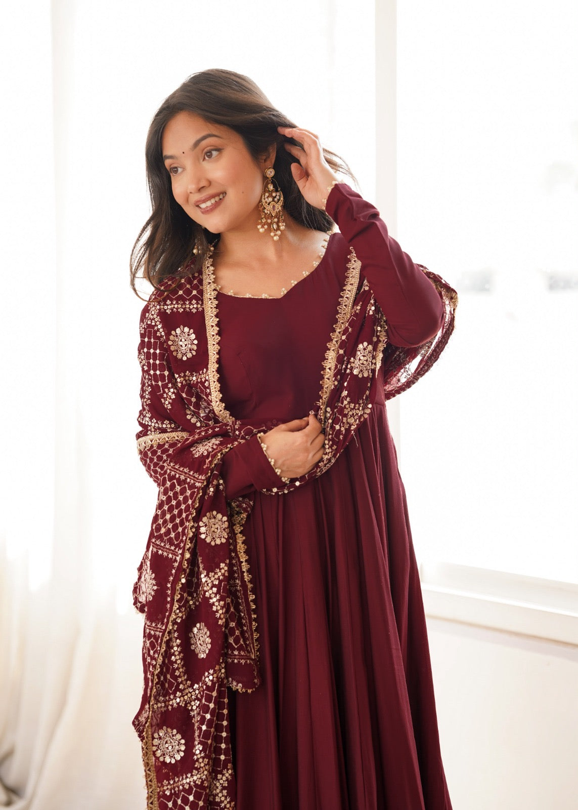 MANYA MAROON - ANARKALI SET