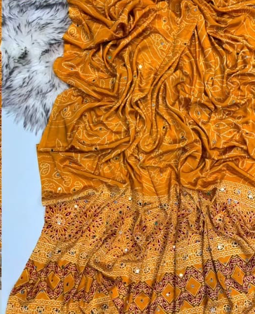 AJRAKH - MIRROR WORK SAREE