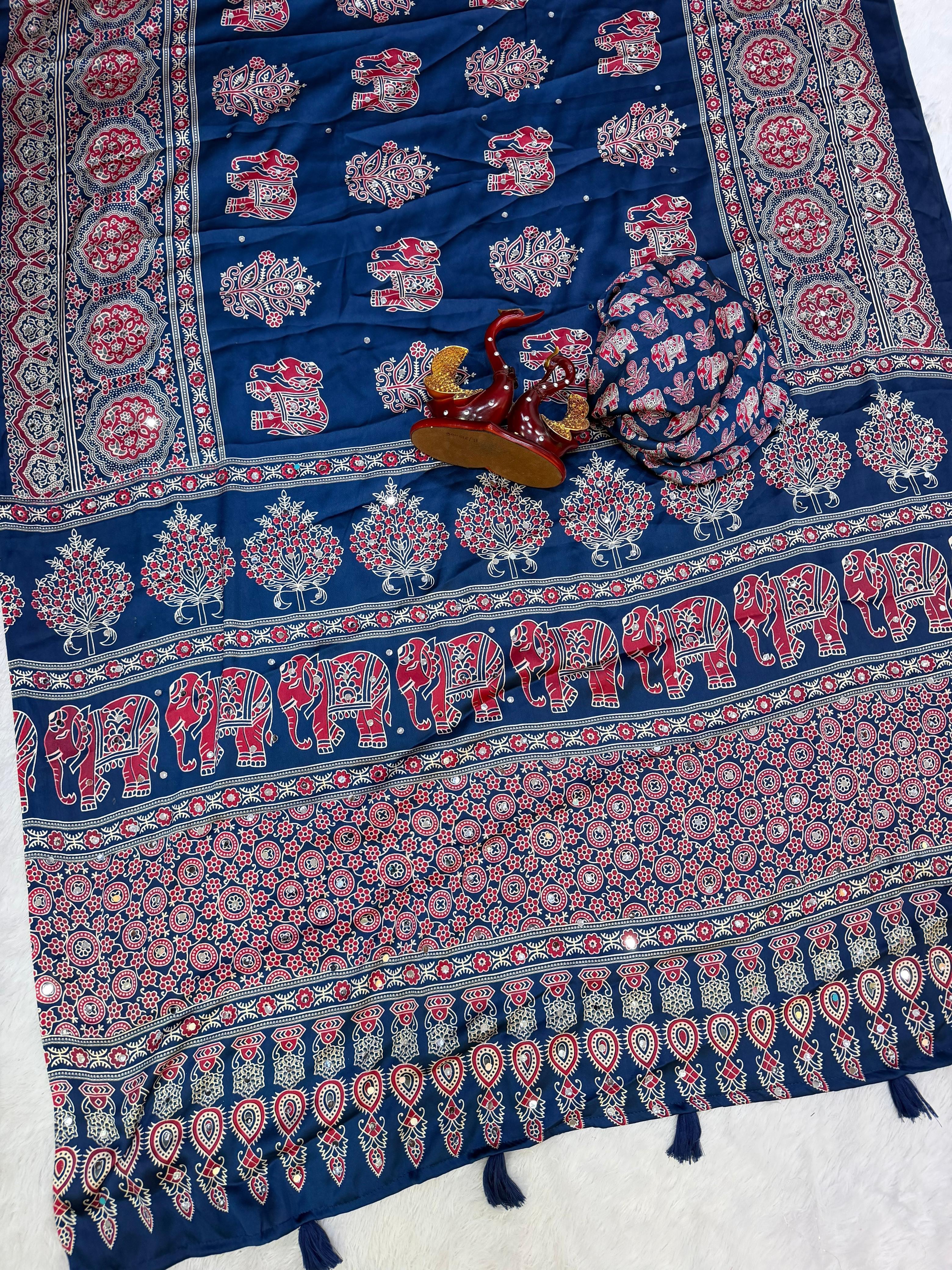 JAANI - AJRAKH MIRROR WORK SAREE