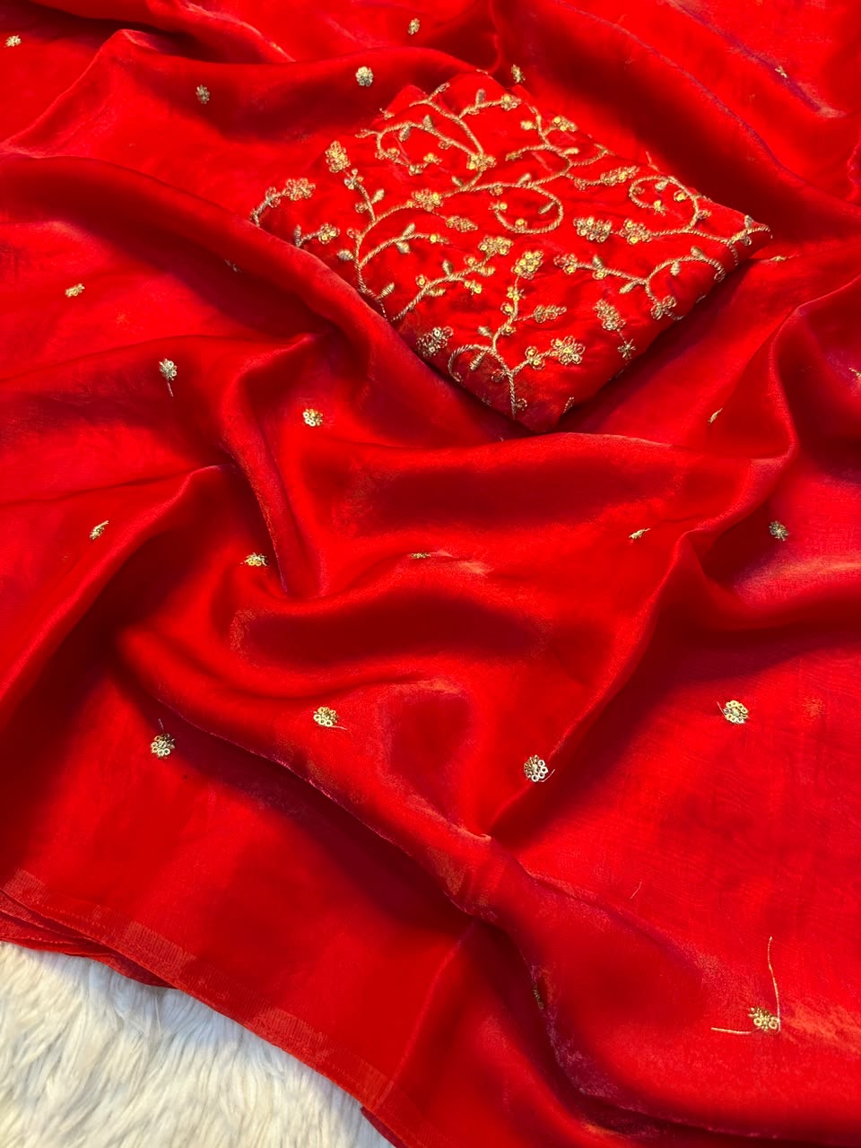 VAANI- Space Sattin Multi Sequence Emrodairy Saree