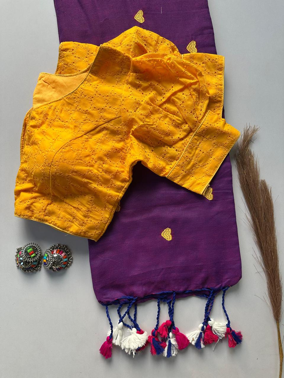 KAVYANI-KHADI COTTON SAREE WITH HAKOBA BLOUSE