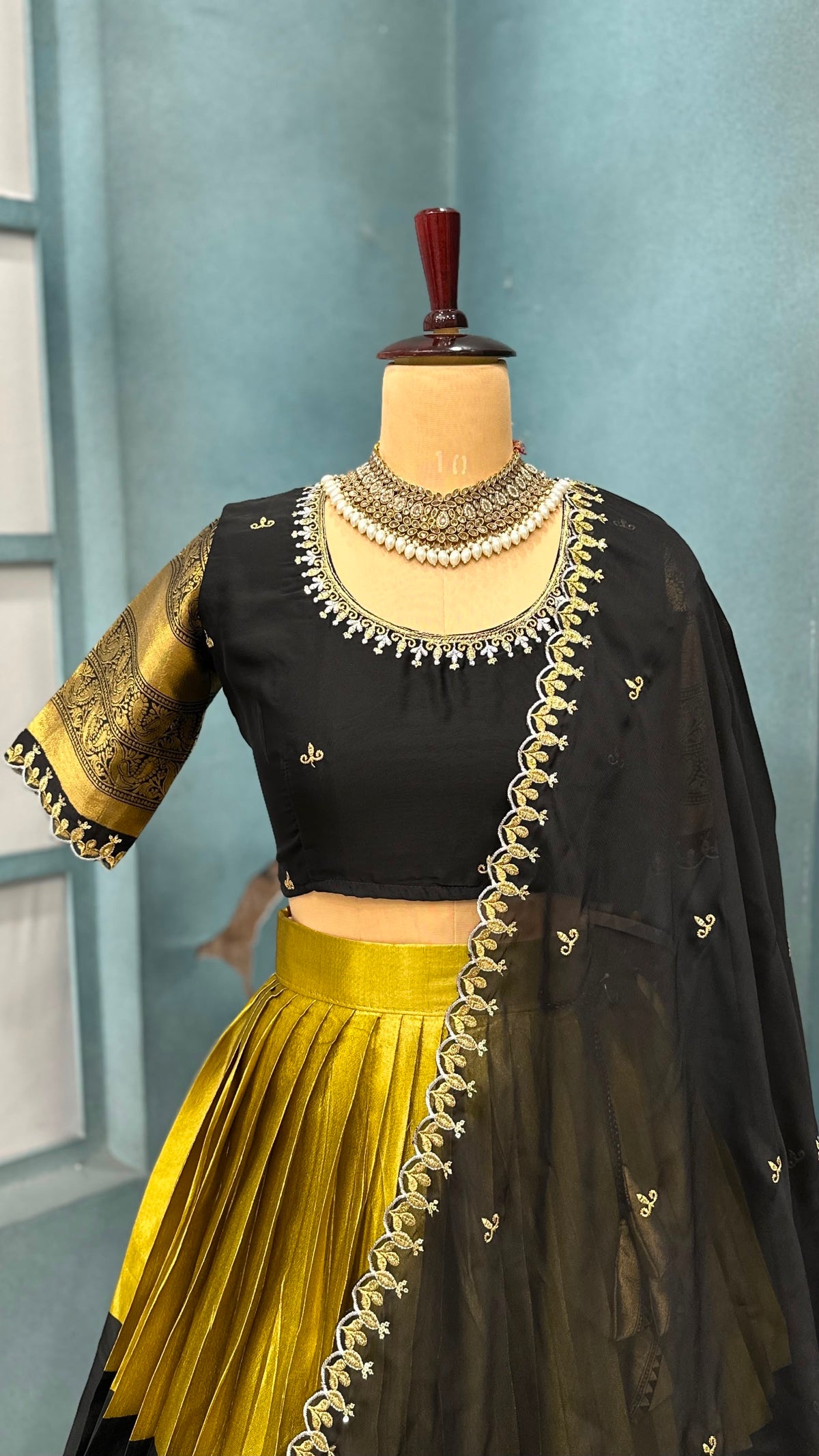 PARVATHI - KANJIVARAM HALF SARE SET (FULLY STITCHED )