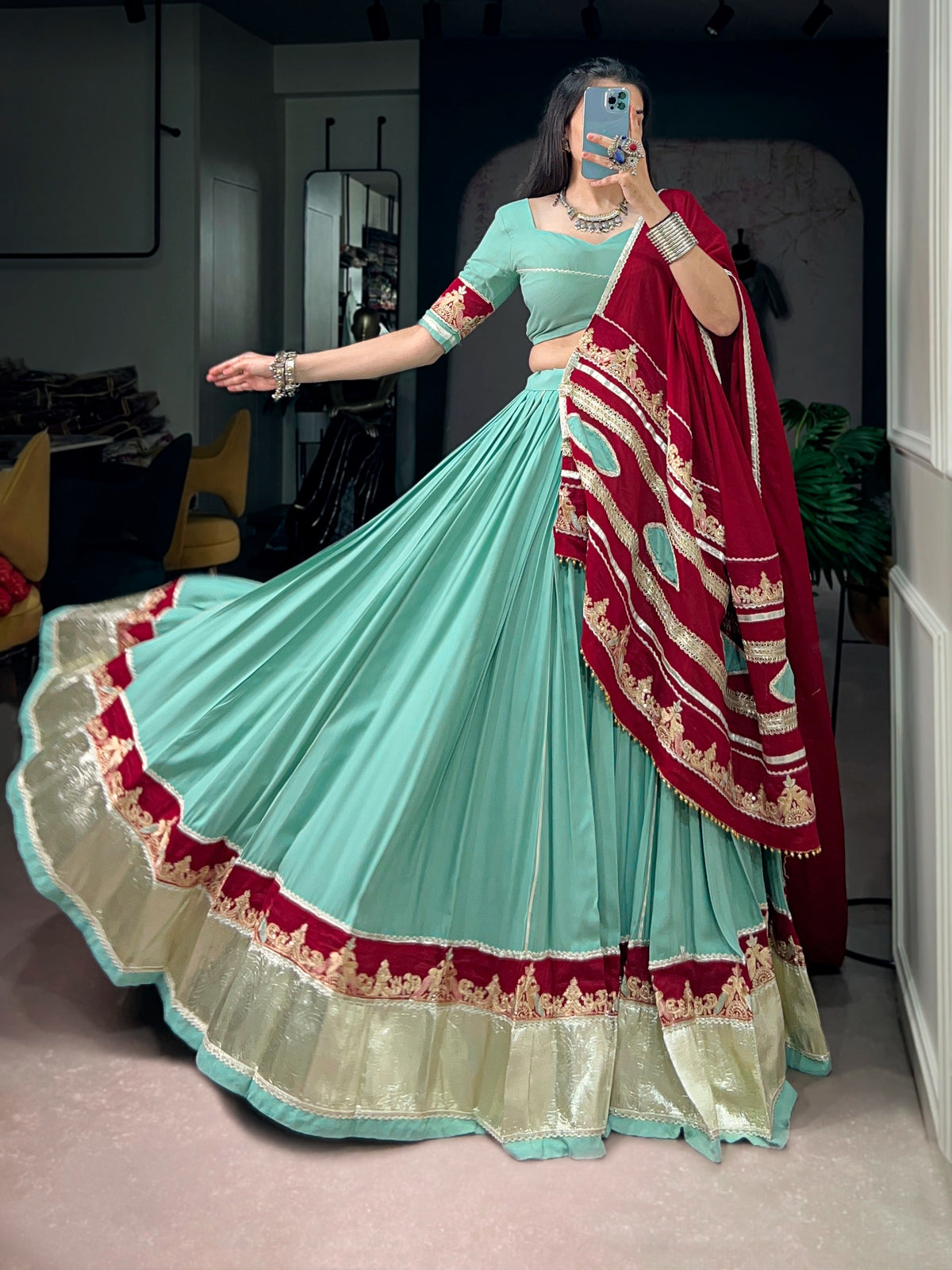 NAVRATRI LOOK - SEA GREEN LEHENGA