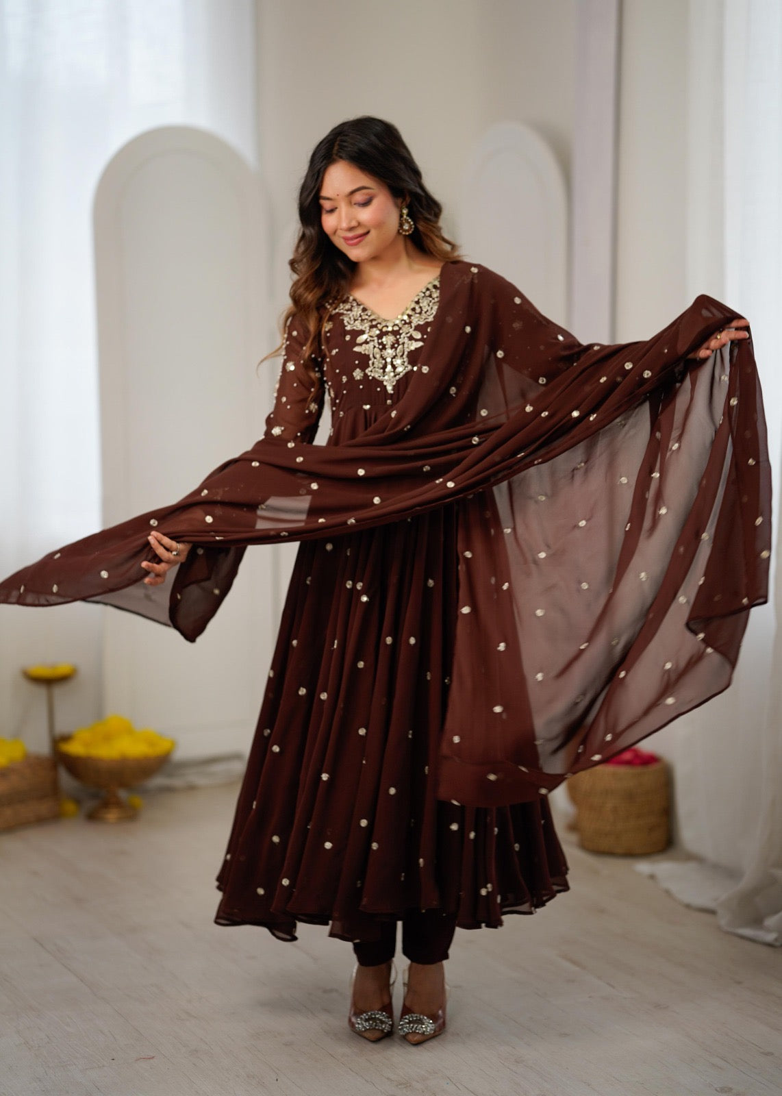 CAROLYN - COFFEE BROWN ANARKALI