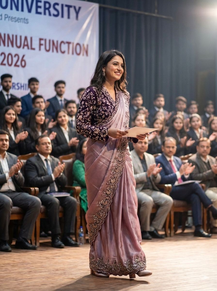 Lylic pink 1minute saree