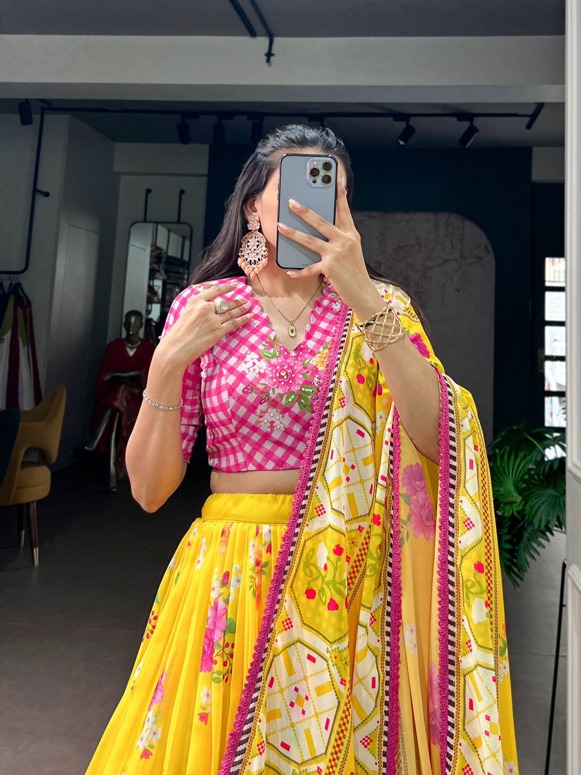 MAYILINI - Floral Mania Lehenga Set (SEMISTITCHED)