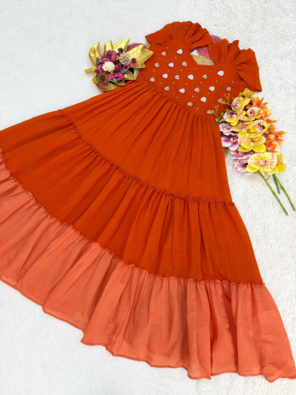 GANGANI - HANDWORK MUL COTTON GOWN