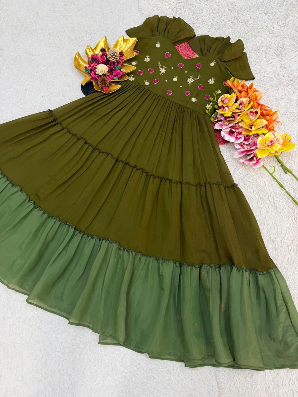 GANGANI - HANDWORK MUL COTTON GOWN