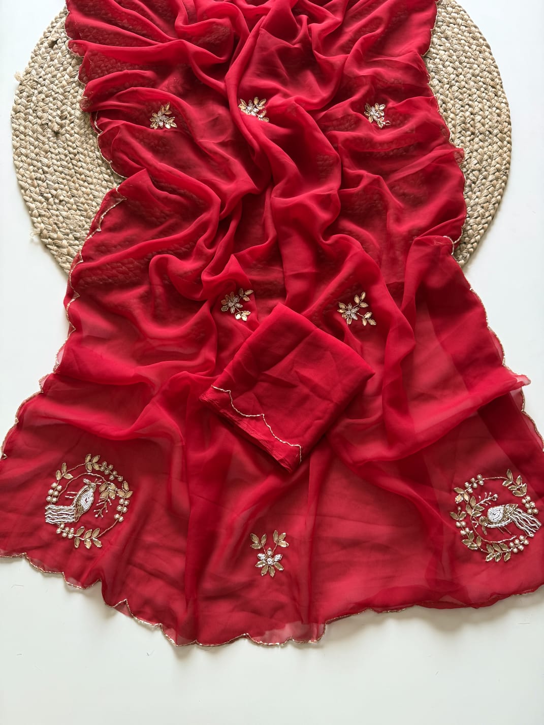 SINOFER - PURE GEORGETTE HANDWORK SAREE