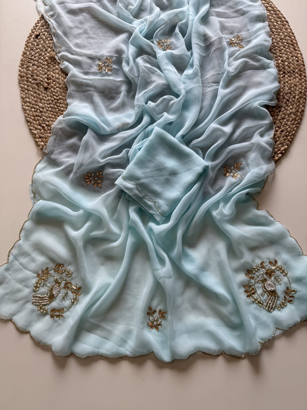 SINOFER - PURE GEORGETTE HANDWORK SAREE
