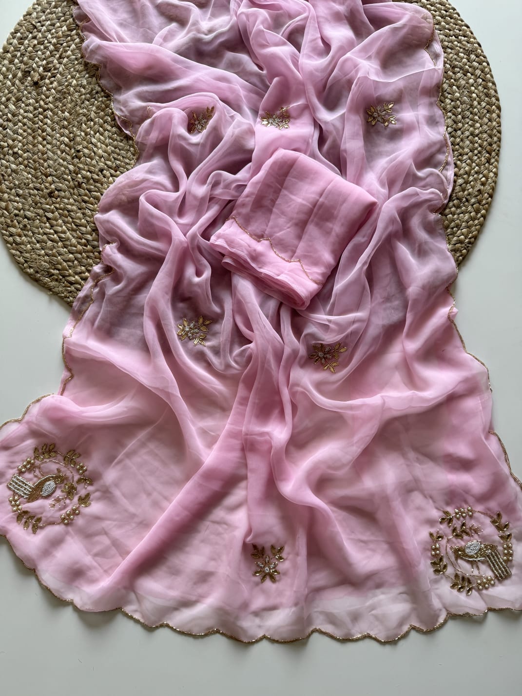 SINOFER - PURE GEORGETTE HANDWORK SAREE