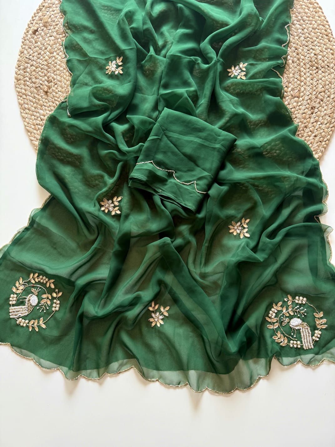 SINOFER - PURE GEORGETTE HANDWORK SAREE