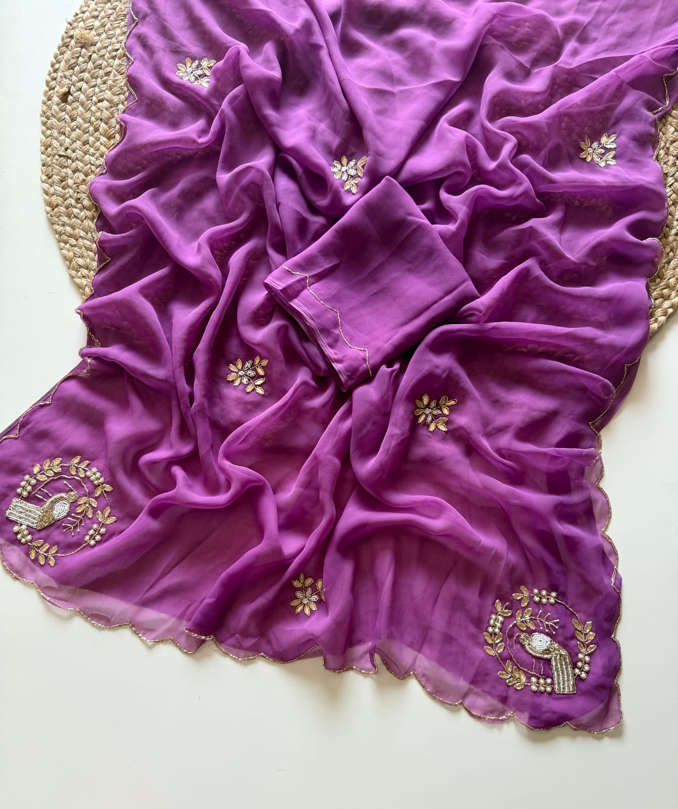 SINOFER - PURE GEORGETTE HANDWORK SAREE