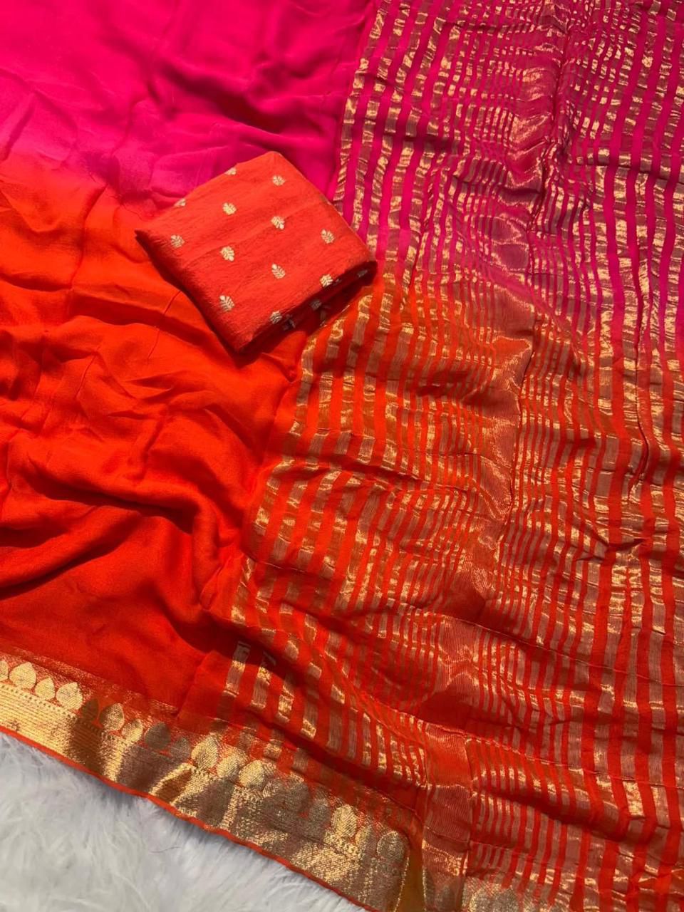 CHUDAR-Viscose Georgette Shaded Saree