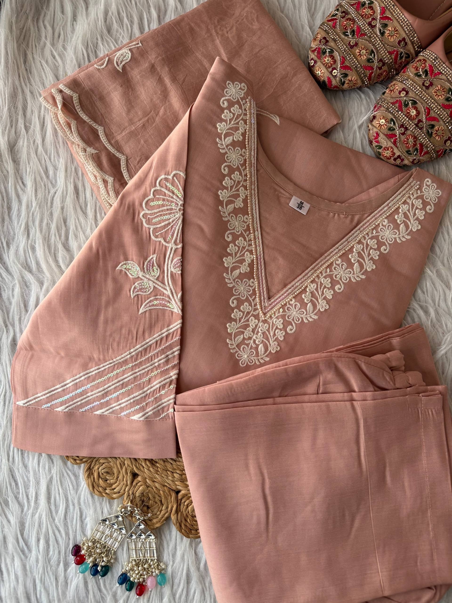 JOSHI- Designer Kurti Pant Dupatta A-line Anarkali Set