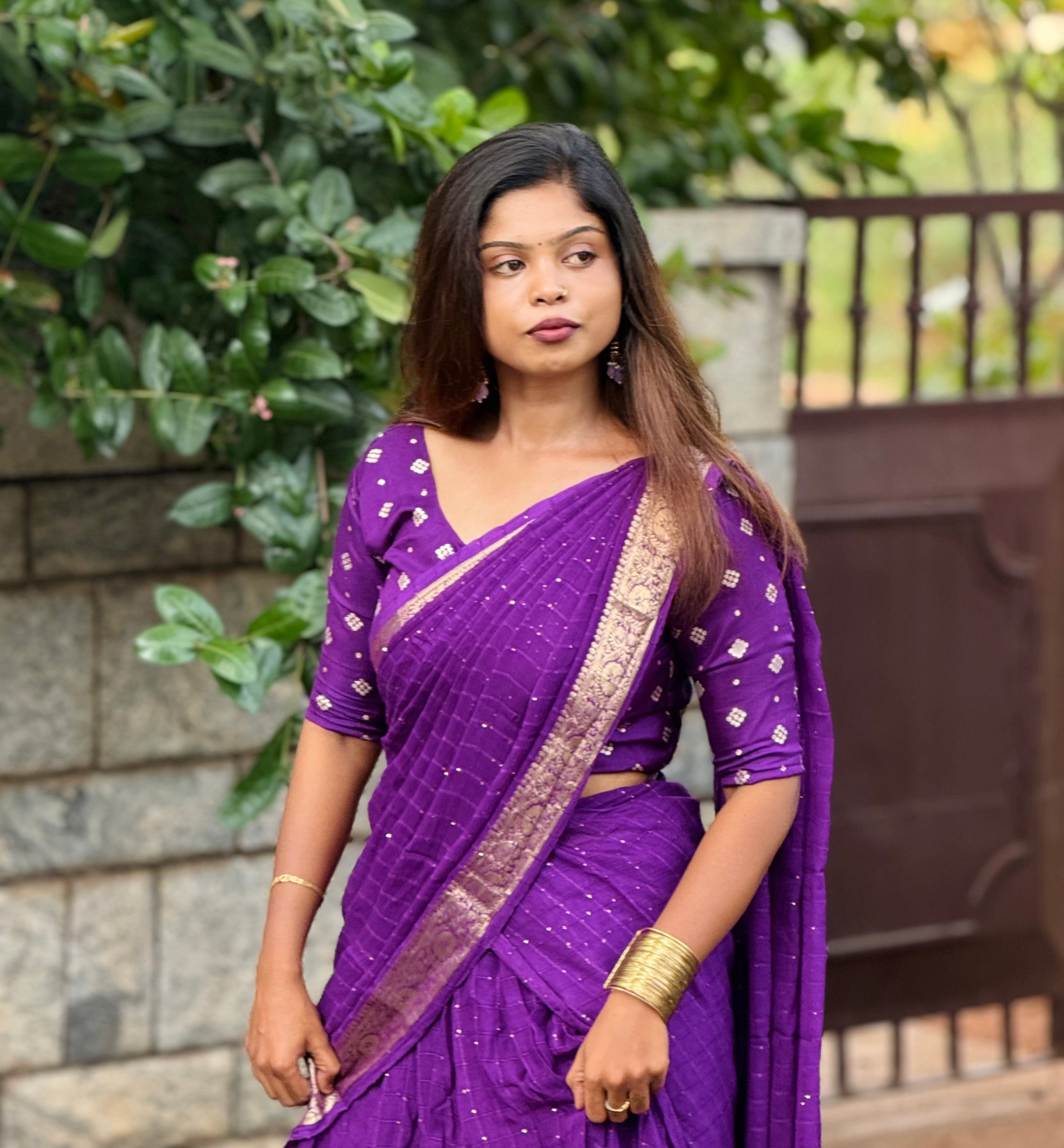 BERLIN - VISCOSE GEORGETTE DHAVANI SET (FULLY STITCHED)
