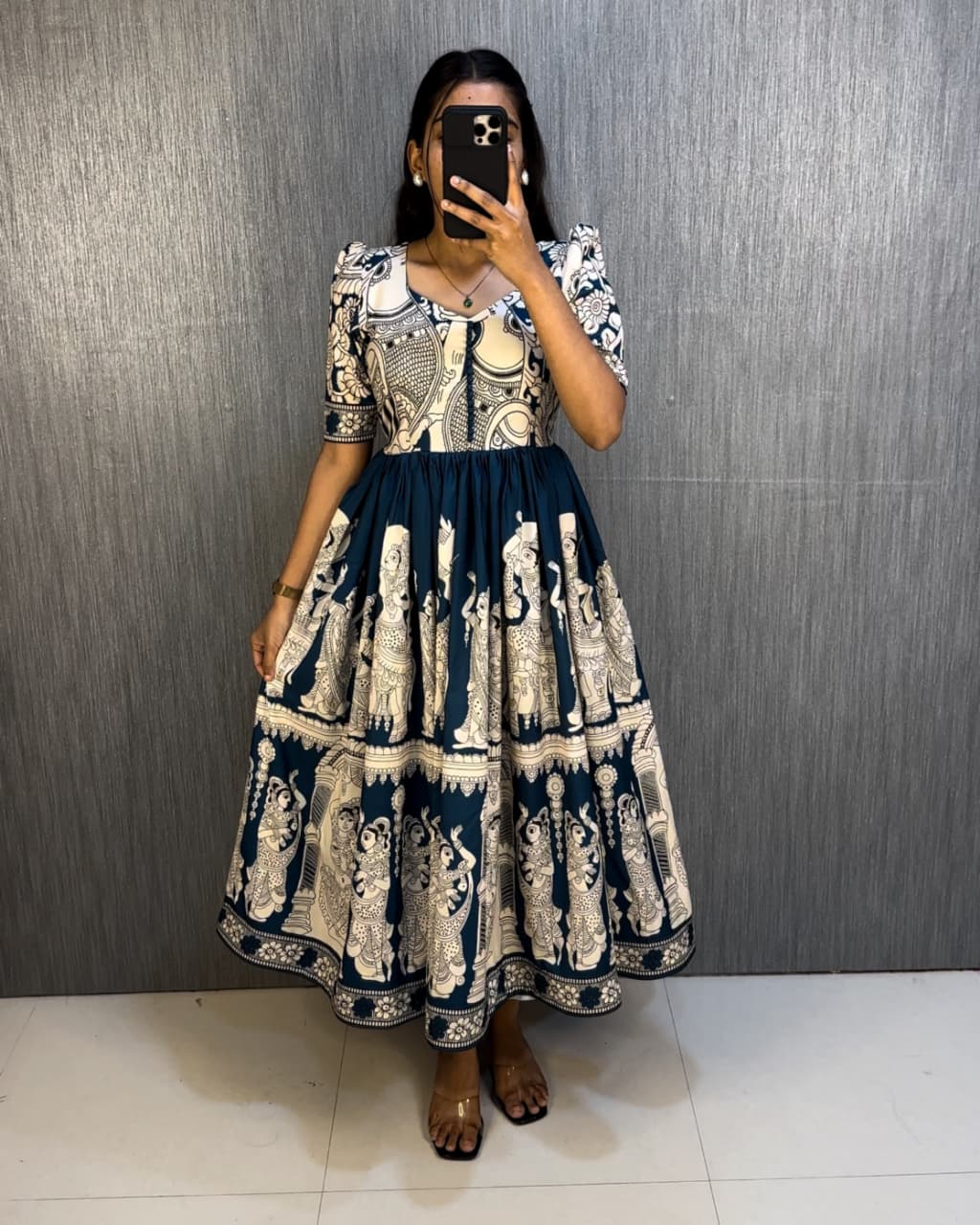 AHBIRAMI - KALAMKARI FROCK EDIT