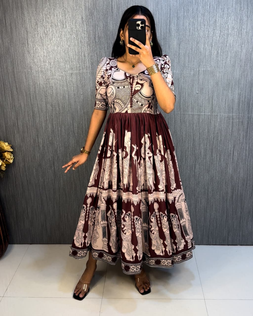AHBIRAMI - KALAMKARI FROCK EDIT