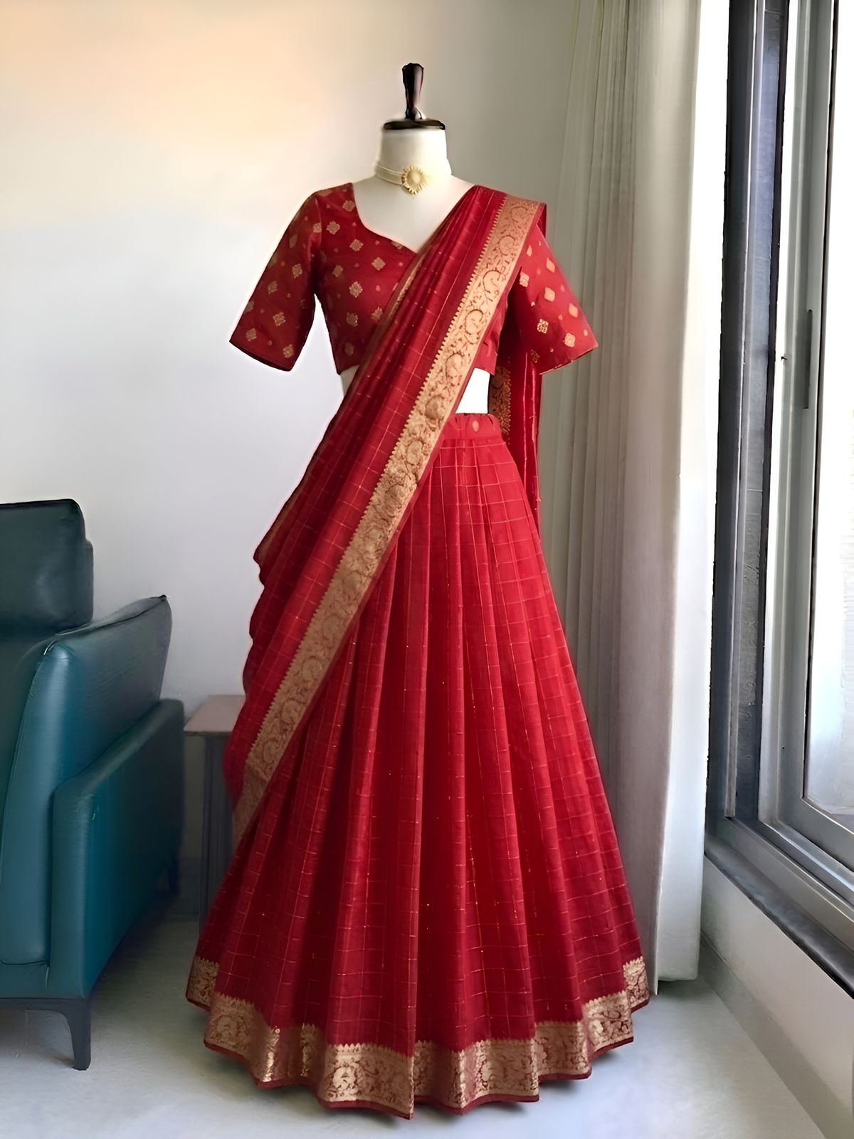 BERLIN - VISCOSE GEORGETTE DHAVANI SET (FULLY STITCHED)