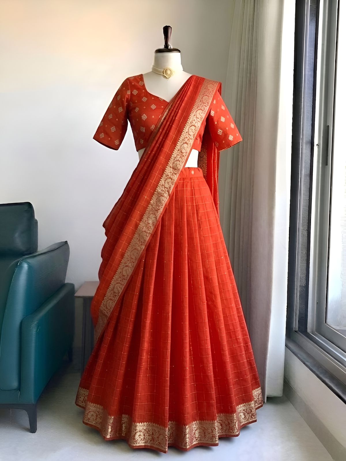 BERLIN - VISCOSE GEORGETTE DHAVANI SET (FULLY STITCHED)