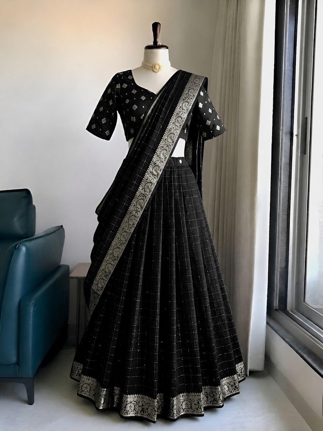 BERLIN - VISCOSE GEORGETTE DHAVANI SET (FULLY STITCHED)