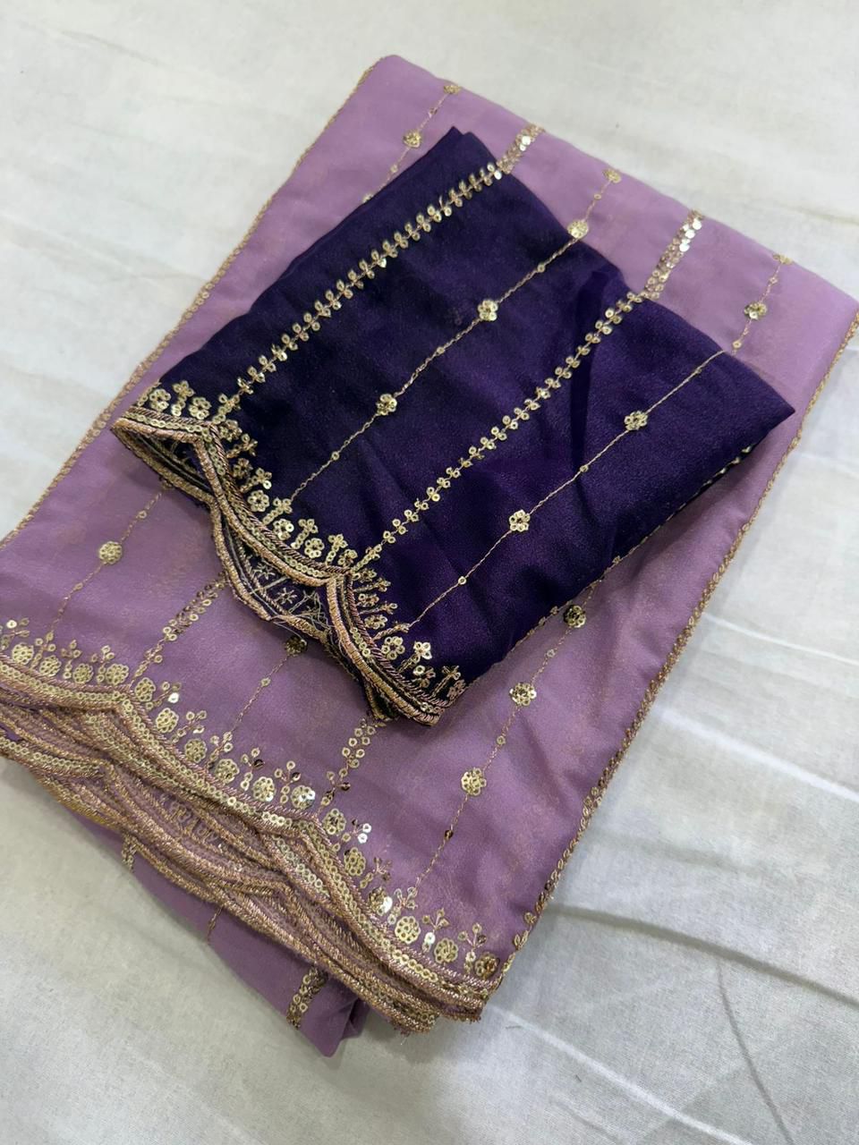 Star Georgette Sequence Work Saree