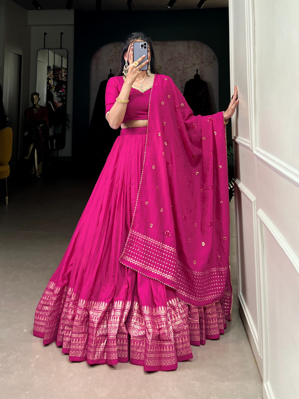 Chanderi Plain Lehenga Choli