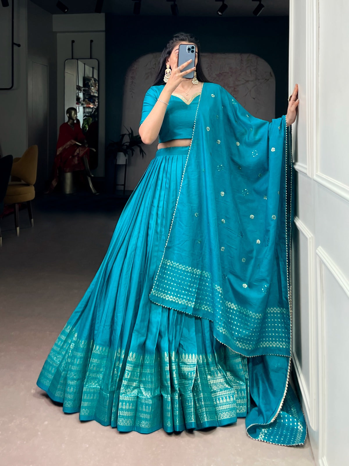 Chanderi Plain Lehenga Choli