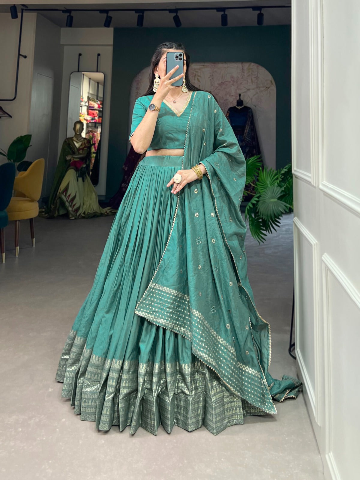 Chanderi Plain Lehenga Choli