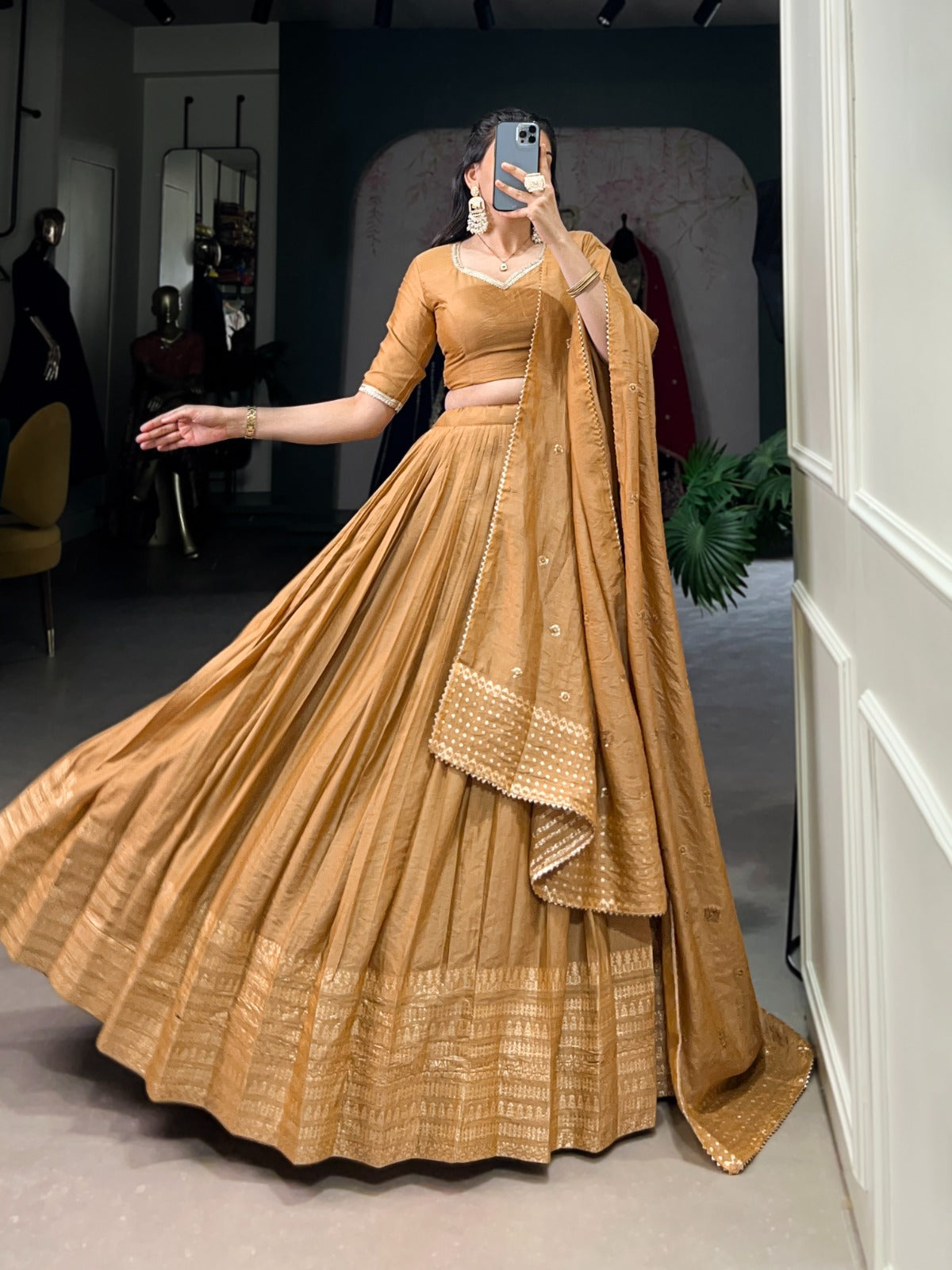 Chanderi Plain Lehenga Choli